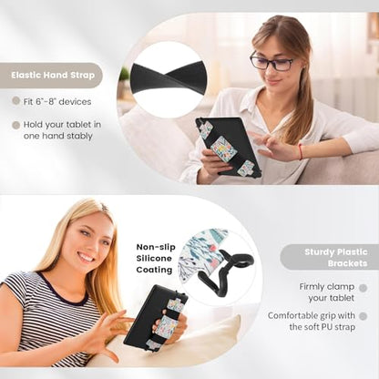 MoKo Soft Hand Strap for 6-8" Kindle eReaders Fire Tablet, Flowers - color: A-flowers, style: Soft Pu Strap
