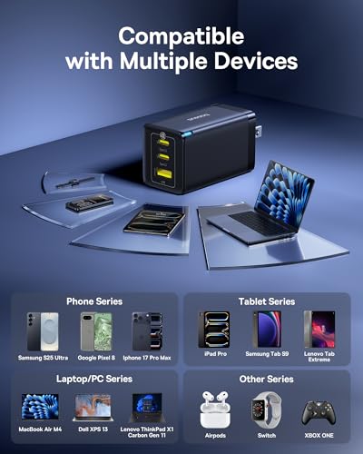 Baseus 2 Pack 65W USB C Charger Block, PPS 3-Port Fast Compact USB C Brick