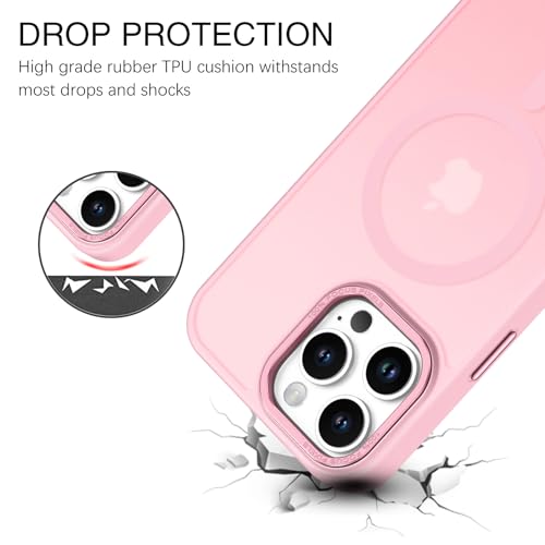 BENTOBEN Magnetic for iPhone 16 Pro Max Case,(Compatible with MagSafe) (Military Grade Drop Protection) Slim Translucent Matte Shockproof with Anti-Fingerprint Phone Case 6.9",Light Pink - color: Light Pink