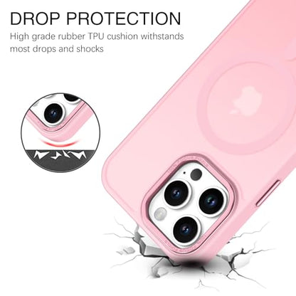 BENTOBEN Magnetic for iPhone 16 Pro Max Case,(Compatible with MagSafe) (Military Grade Drop Protection) Slim Translucent Matte Shockproof with Anti-Fingerprint Phone Case 6.9",Light Pink - color: Light Pink