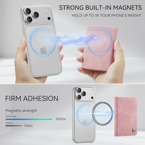 Defencase for Magsafe Wallet Magnetic Card Holder RFID Blocking, Rose Pink - color: Elegant Rose Pink