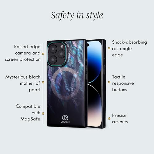 COCOMII Rectangle for iPhone 12 Pro Max Case, Black Real Mother of Pearl | Compatible with MagSafe Wireless Charging, Shockproof 10ft Drop Protection, Camera & Screen Protection, Premium Glossy Finish - color: Black Real Mother of Pearl, size: iPhone 12 P