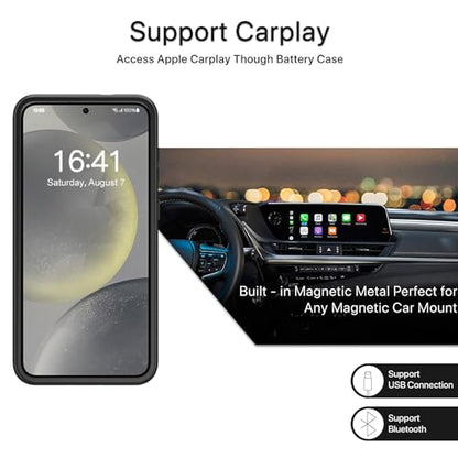 Battery Case for Galaxy S24 Plus,12000mAh Large Capacity Rechargeable Portable Protective Extended Charger Cover Compatible with Galaxy S24 Plus (6.7 inch) Wireless Charging Case with Carplay-Black - size: Galaxy S24 Plus
