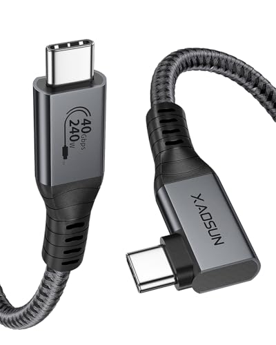 XAOSUN Right Angle USB 4 Cable for 90 Degree Thunderbolt 4 Cable, Grey 2FT - size: 2FT