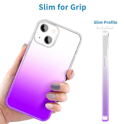 JJGoo Compatible with iPhone 15 Plus Case Clear, Soft Clear TPU Phone Cases, Shockproof Transparent Bumper Cover Slim Thin Phone Case, Gradient Purple - color: Gradient Purple
