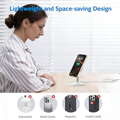 Magnetic Wireless Mag Safe Charger iPhone Stand,Magnet Wireless iPhone Charger Stand 6FT Fast Mag-Safe Charging Station Pad for Apple iPhone 16 Pro Max/16/16 Plus/15 Pro Max/14/13/12,AirPods Pro 2/3/4 - color: White