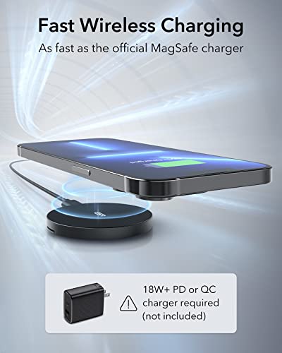 ESR for Magsafe Charger, Wireless Charger Kickstand, Charging Pad for iPhone 16/15/14/13/12 Series and AirPods 4/3/Pro/Pro 2, Galaxy S25 Strong Magnetic with 5 ft Removable Cable, Black - color: Black