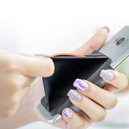 Sinjimoru Phone Grip Card Holder with Phone Stand, Silicone Teal | Sinji Pouch B-Grip, stick on wallet, finger grip strap, kickstand phone stand, flap card protection, universal fit - color: Teal