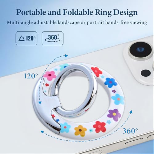 Magnetic Phone Ring for MagSafe Grip, Super Magnet Twinkle Design Ring Holder Stand, MagSafe Accessory for iPhone 17/16/15/14/13 Pro Max Plus，Rainbow Garland - color: Rainbow Garland