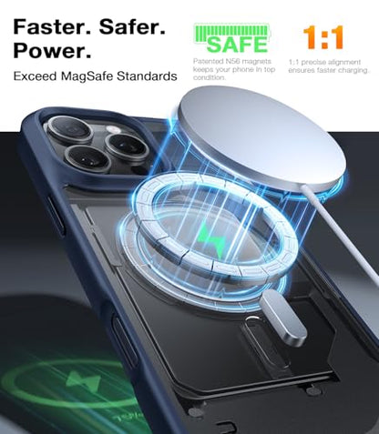 TORRAS Stronger Magnetic for iPhone 16 Pro Case, Translucent Matte Blue | Compatible with MagSafe, Military Grade Drop Protection, Shockproof Airbag, Camera Control, Color Button, Slim Anti-Scratch - color: Deep Blue