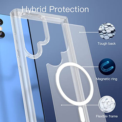 for Samsung Galaxy S23 Ultra Case Clear Magnetic Phone Case [Compatible with MagSafe] Slim Transparent Hard Back Case Cover Military Drop Protection Case - color: Clear, size: S23 Ultra