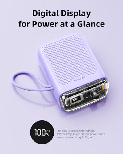 Innostyle 10000mAh Power Bank, 30W Portable Charger with Built‑in USB‑C - color: Purple