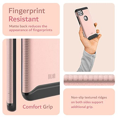 TUDIA DualShield Designed for Motorola One 5G ACE Phone Case 2021, [Merge] Shockproof Military Grade Dual Layer Tough Slim Heavy Duty Protection for Moto One 5G UW ACE Case - Rose Gold - color: Rose Gold