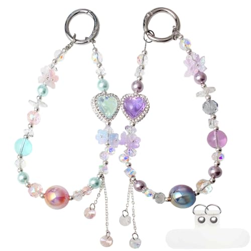 Beaded Phone Wrist Strap, Crystal Key chain Wristlet, Cute Purse Bag Charms - style: Style4