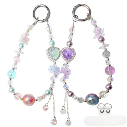 Beaded Phone Wrist Strap, Crystal Key chain Wristlet, Cute Purse Bag Charms - style: Style4