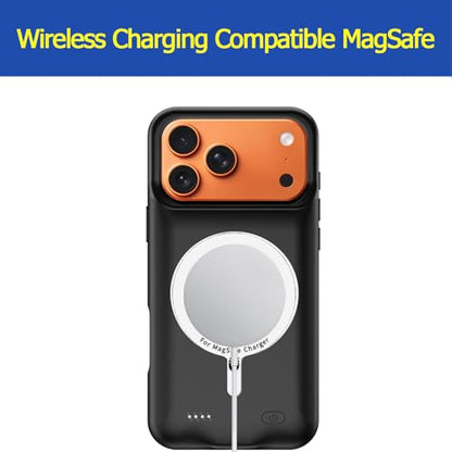 Battery Case for iPhone 17 Pro Max, Enhanced 12000mAh Portable Protective Wireless Charging Case Support Carplay Compatible with iPhone 17 Pro Max (6.9 inch) Rechargeable Battery Charger Cover(Black) - size: iPhone 17 Pro Max