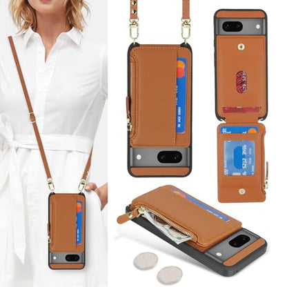 Cavor Compatible with Google Pixel 7 Case Wallet, Brown - color: Brown, size: Google Pixel 7