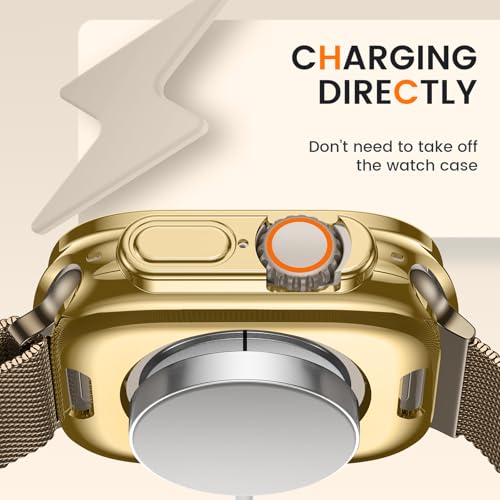 [2 Pack] Bumper Case for Apple Watch Ultra 3/Ultra 2/Ultra 49mm, Gold - color: Gold+Gold, size: 49 mm Ultra
