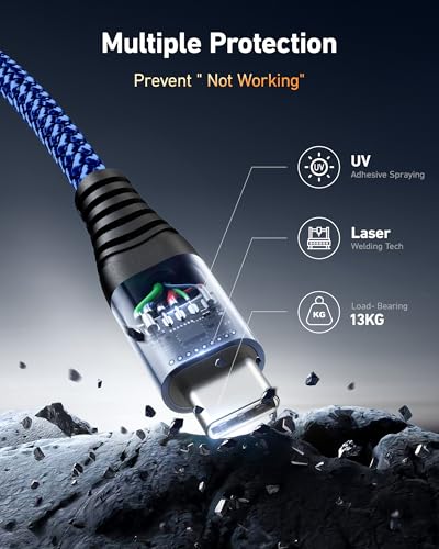 USB C to USB C Cable 60W [2Pack 3FT], USB C Fast Charging Cable for Car - color: Blue, size: 3FT, style: USB C to USB C