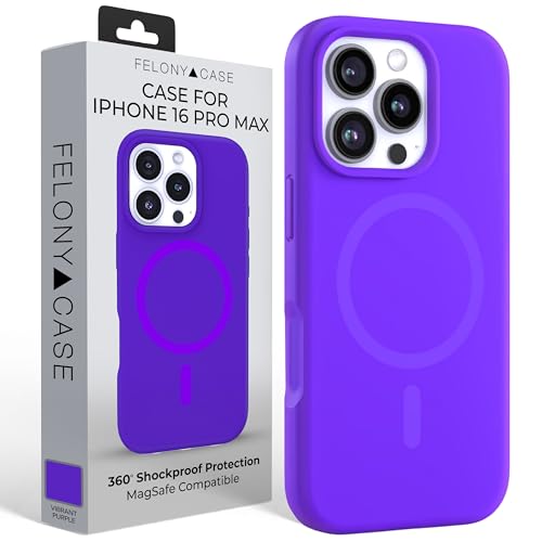 FELONY CASE for iPhone 16 Pro Max Silicone Case MagSafe, Vibrant Purple | Liquid Silicone, Microfiber Lining, Non-Slip Grip, Wireless Charging, 360° Protection Cover, Anti-Scratch, Vivid Colors - color: Vibrant Purple, size: iPhone 16 Pro Max with MagSafe