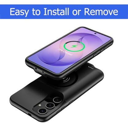 Battery Case for Galaxy S26 Plus, [12000mAh] Slim Rechargeable Smart Extended Charging Case Compatible with Galaxy S26 Plus(6.7 inch) Backup Power Battery Pack Charger Cover-Black - size: Galaxy S26 Plus