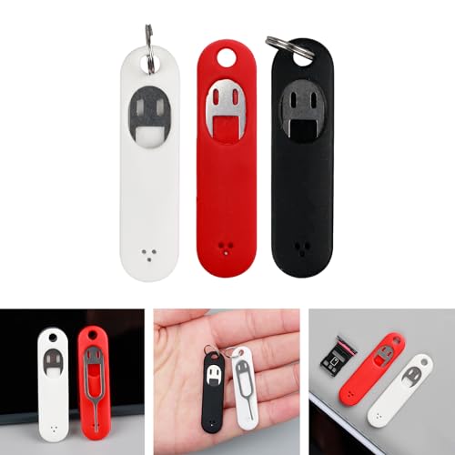Card Removal Tool Card Tray Pin Eject Removal Tool Needle Opener Ejector with Removable Key Chain Charm Card Tray Eject Pin, White