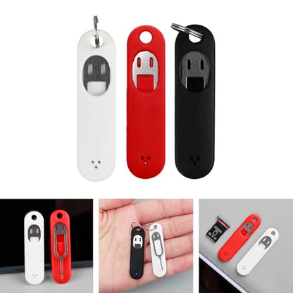 Card Removal Tool Card Tray Pin Eject Removal Tool Needle Opener Ejector with Removable Key Chain Charm Card Tray Eject Pin, White