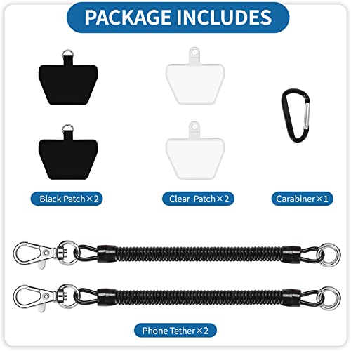 Doormoon Phone Tether Anti Theft, Phone Lanyard With Heavy Duty Carabiner - color: Black - 2 Pack