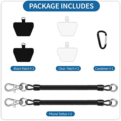Doormoon Phone Tether Anti Theft, Phone Lanyard With Heavy Duty Carabiner - color: Black - 2 Pack