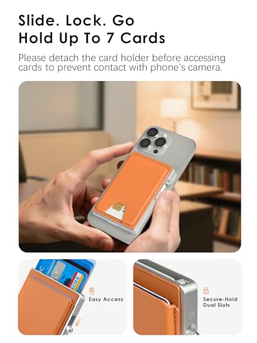 for MagSafe Wallet,Strong Magnetic 7 Card Holder with Stand,Pop Up Cards,RFID Blocking,Metal Leather,Ultra Slim Travel Wallet for iPhone 16 15 14 13 12 Android,Gifts for Men Women (Brown) - color: Brown