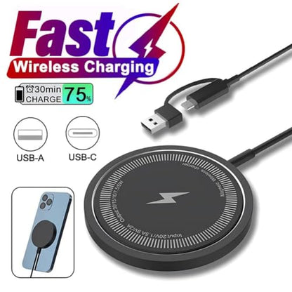 15W Magnetic Fast Wireless Charging Pad Dock Station Strong Magnet Lightweight Portable Charger for iPhone 12 13 14 15 16 17 Series Suitable for Travel Home Office Desk (USB C Input Only White) - color: USB C Input Only White