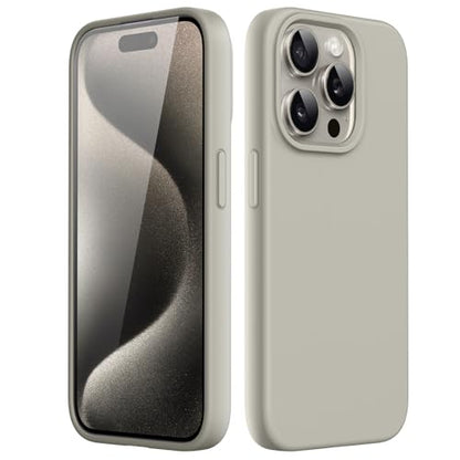 JETech Silicone Case for iPhone 15 Pro, Natural Titanium | Silky Soft Touch, Shockproof Protection, Scratch Resistant, Microfiber Lining - color: Natural Titanium, size: iPhone 15 Pro