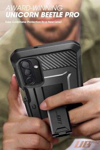 SUPCASE for Samsung Galaxy A26 5G Case with Screen Protector, Black | Built-in Kickstand, Rotating Belt-Clip, Military-Grade Drop Protection, Full-Body Rugged, Unicorn Beetle Pro - size: Galaxy A26 5G