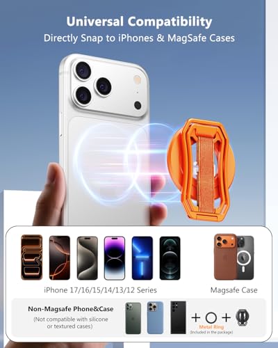Magsafe Phone Grip & Magnetic Ring Holder - color: Orange