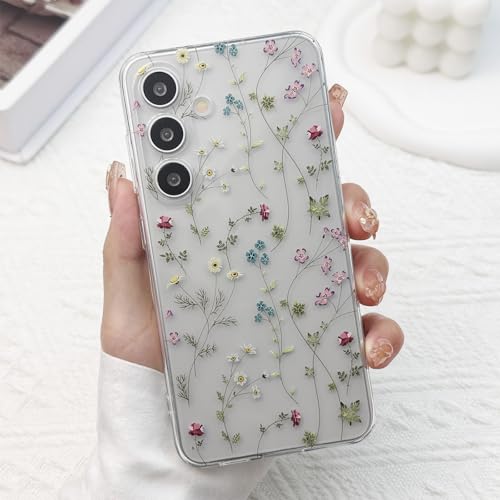 for Samsung Galaxy S24 Plus Case, Floral Flowers Cute Aesthetic Clear Floral Branch Pattern Case for Women Girls,Transparent Slim Soft Shockproof Cover for S24 Plus,Flower Branch - color: Flower Branch, size: for Samsung Galaxy S24 Plus