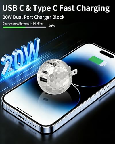 USB C Charger Block, Dual Port 20W Fast Charging Wall Charger Creative Ball Power Adapter for iPhone 17/17 Air/17 Pro/17 Pro Max/16/16 Pro/16 Pro Max/16 Plus/15/14/13/12, Galaxy, iPad, Airpods, More - color: Silver
