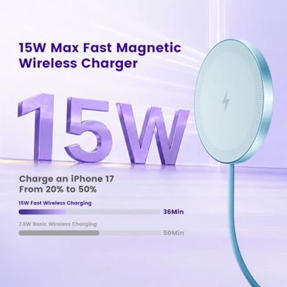 15W Magnetic Fast Charging Pad, Wireless Charger for Apple MagSafe - color: Blue*3