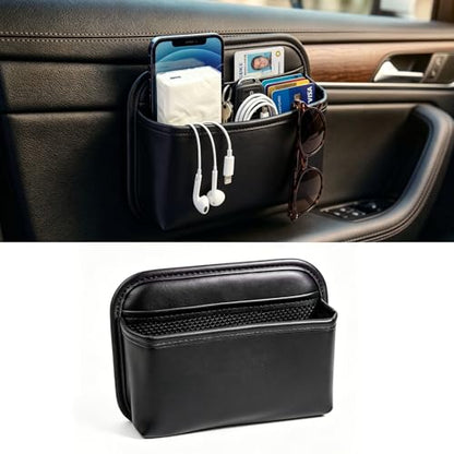 Car Door Side Organizer, Auto Seat Small PU Leather Adhesive Storage Pocket