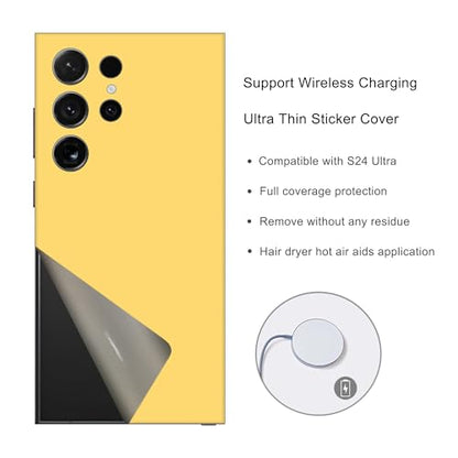 2 Pack Skin Wraps Compatible with Samsung Galaxy S24 Ultra (Yellow) - color: Yellow