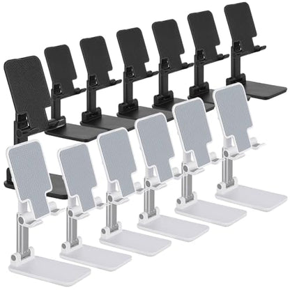 Wonderjune 12 Pcs Cell Phone Stand Adjustable Holder for Desk, White,Black