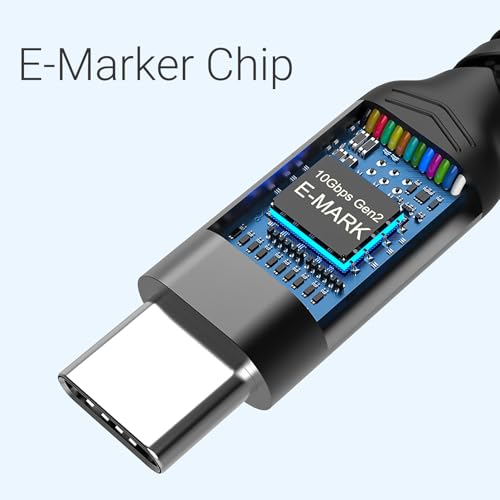 Long USB C 3.1 Data Cable Right Angle, 10FT 2 Packs, 100W Fast Charge - size: 100w - 10ft, 10ft