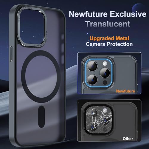 Newfuture Magnetic for iPhone 13 Pro Max Case Matte Shockproof, Black | Military Drop Protection, Slim Matte Anti-Fingerprint, Compatible with Magsafe, Camera Guard, Translucent Protective Cover - color: Black, size: iPhone 13 Pro Max 6.7 inch