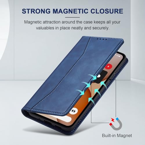 Jasonyu Flip Wallet Case for Nothing Phone 4a 5G,Blue | PU Leather Magnetic Folio Cover,with Card Holder,Kickstand,TPU Shockproof,Durable,Protective Phone Case - color: Blue, size: Nothing Phone 4a
