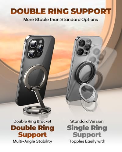 UBeesize Magsafe Phone Ring Stand, Portable Magnetic Phone Grip and Double Side Holder for Desk, Travel, Kitchen, Gym, Kickstand for iPhone 17/16/15/14/13/12 Series Case All Phones