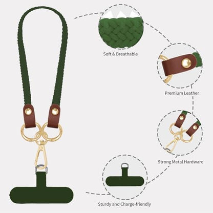 Hovmwey Stretchy Phone Lanyard Tether, 2 Pack Phone Leash Anti-theft Phone Strap for Anti-drop Outdoor Hiking Cycling Climbing Universal for Most Cell Phones, Dark Green - color: Dark Green