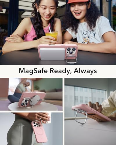 ESR for iPhone 16 Pro Case with Stand for MagSafe, Silicone, Pink | Silicone Phone Case, Compatible with MagSafe, Military-Grade Drop Protection, Slim - color: Pink