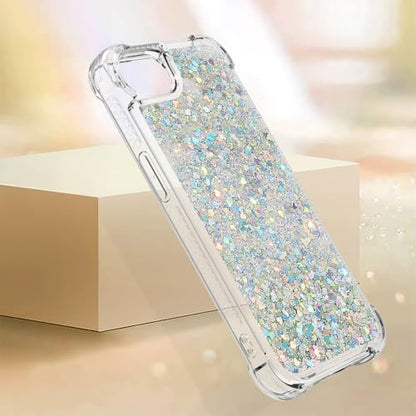 Bling Glitter Case for Apple iPhone 16e.Liquid Sliver | Soft TPU Sparkly Flowing Liquid Floating Clear Case for Women Girls Cover for Apple iPhone 16e - color: Silver