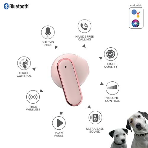 RCA EarSwitch Pro 4-in-1 Duo TWS Wireless Earbuds, Bluetooth 5.4 Open-Ear & in-Ear Dual Buds with LED Charging Case, Touch Control, Built-in Mic, 6H Playtime for Sport & Office (Pink) - color: Pink