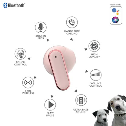 RCA EarSwitch Pro 4-in-1 Duo TWS Wireless Earbuds, Bluetooth 5.4 Open-Ear & in-Ear Dual Buds with LED Charging Case, Touch Control, Built-in Mic, 6H Playtime for Sport & Office (Pink) - color: Pink