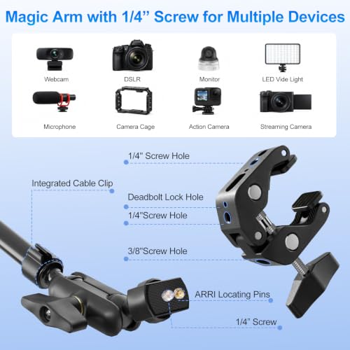 Desk Camera Mount Clamp Magic Arm Kit with Cable Clip for MagSafe for iPhone, Magnetic Overhead Phone Mount, 22" Adjustable Camera Boom Arm with Secure Grip for Smartphone Webcam Action Camera Mic - size: MS09